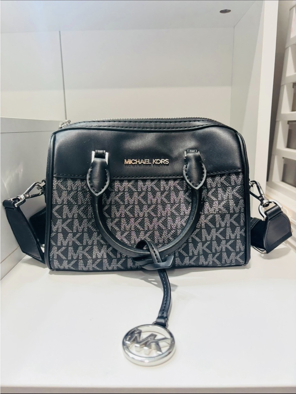Michael Kors Black and Gray Signature Satchel